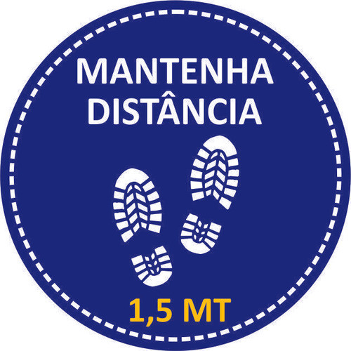 Adesivo De Piso Distanciamento Mantenha A Distância Azul 0