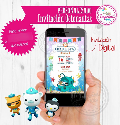 Kit Invitación Octonautas Digital Imprimible Whatsapp 1