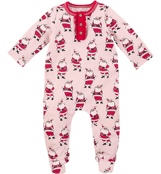 Mud Pie Baby Girl's Christmas Santa Sleeper, Rosa, 3-6 Meses 0