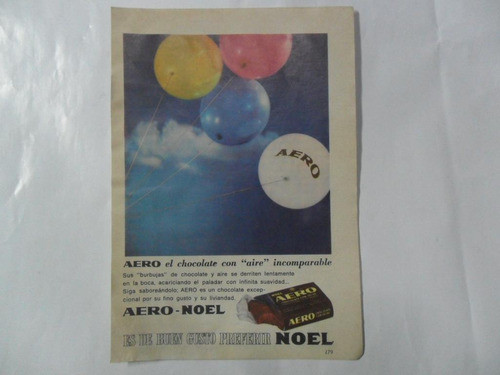 Aero Noel Burbujas De Chocolate Golosina  Publicidad 1965 0