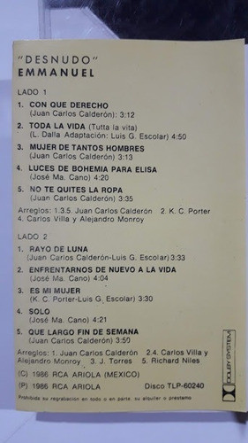 Emmanuel Desnudo - Cassette  1986 1