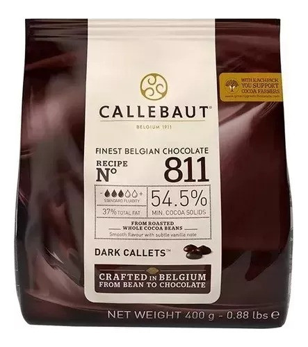 Kit C/2 Chocolate Belga Callebaut Amargo 811 54.5% 400g 1
