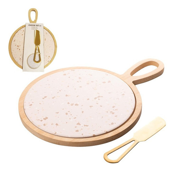 Conjunto Tabua P/ Queijo De Bambu 20x18cm C/ Faca Mesa Posta 0