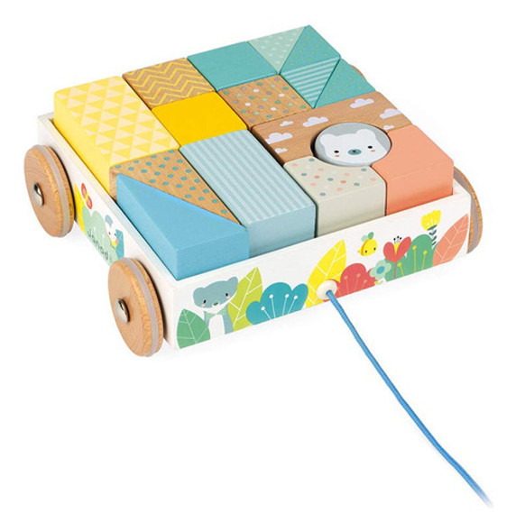 Janod Pure Pull-along 16 Piezas De Bloque De Pastel De Mader 1