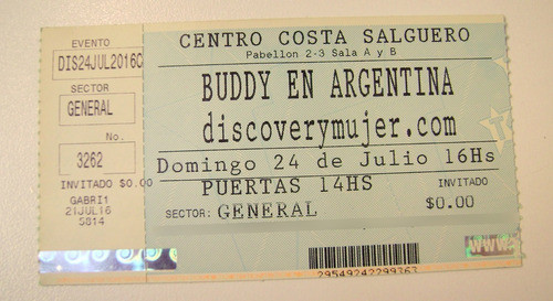 Entrada Buddy Valastro Cake Boss Costa Salguero 2016 Boedo 0