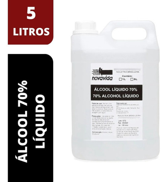 Antisséptico 70% Álcool Líquido Galão 5l Direto Fábrica 1