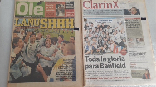 Olé. Banfield Campeón 2009. Lote De 2 Diarios Retro 0