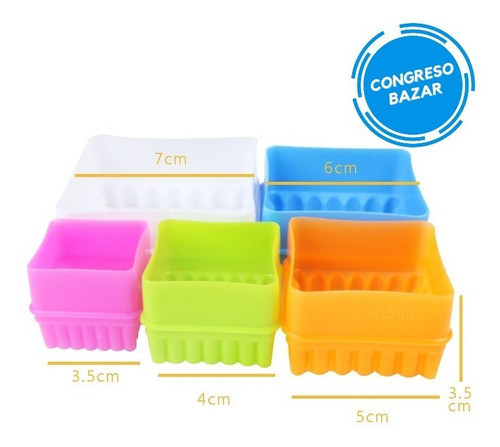 Set Moldes Cortantes Cuadrado Masas (x5 Un) Lisos Y Ondas 1