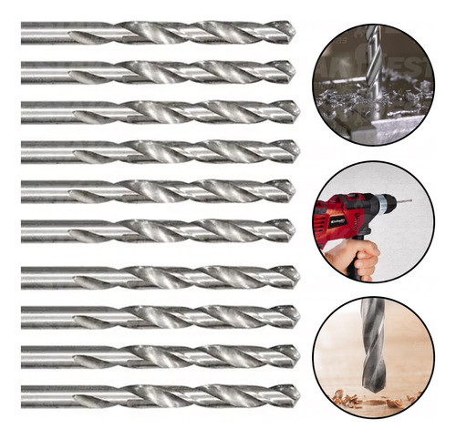 Kit 10 Broca Aço Rápido 7/32 5,56mm Hss P/ Metal Madeira Mdf 1