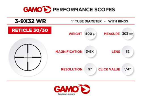 Mira Telescopica Gamo Para Rifle Chumbera 3-9x32 Wr 1