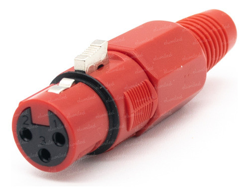 2 Conectores Xlr Canon Hembra 3 Pines Plastico Rojo Dmx Mic 0