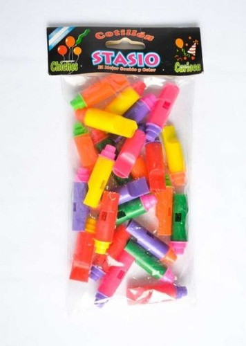 Silbatos Fluo X24 Surtidos Carnaval Carioca Piñata Fiesta 1