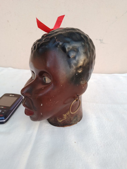 Antigua Cabeza De Negra Negrita Alcancia No Muñeca 0