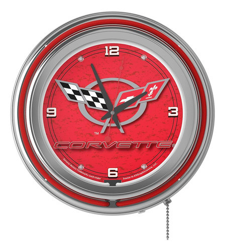 ~? Reloj De Neón Corvette C5 - 14 Pulgadas De Diámetro - Roj 1