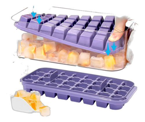 Bandeja De Cubos De Hielo Fácil De Liberar, 2 Unidades, 64 P 0