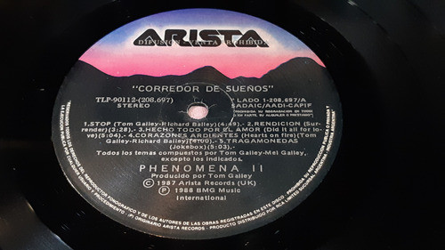 Phenomena Corredor De Sueños Lp Vinilo Promo Argentina 1988 1