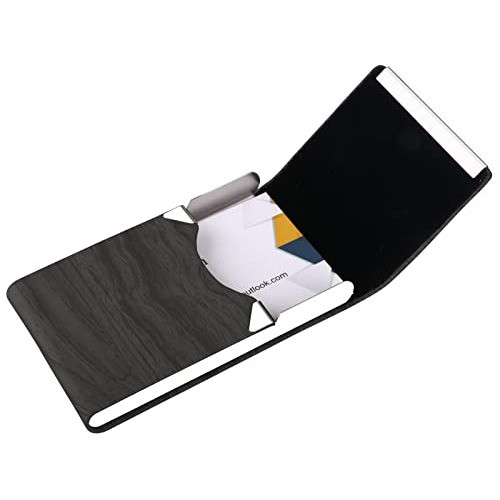 Estuche De Tarjetas De Cuero Pu Cierre Magnetico Negro 1