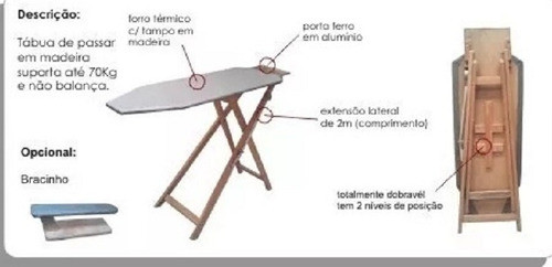 Tabua De Passar Roupas 50 Cm Em Madeira Resistente 1