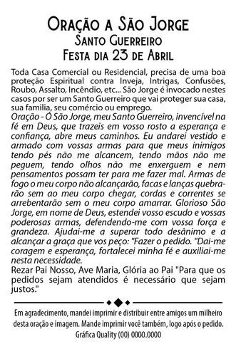 Milheiro Santinhos São Jorge 7x10cm Com Oração 1