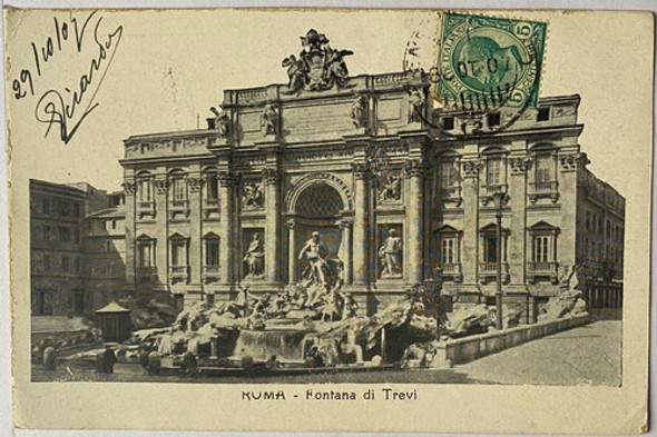 Antigua Postal, Año 1902, Fuente Di Trevi, Roma Italia 4p102 0