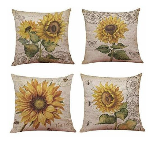 4 Fundas De Almohada Decorativas De 71 X 71 En Hojas De Arce 0