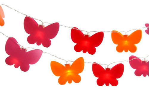 Guirnalda Luz Led 10 Mariposas Rojas Y Rosas 1,5 Mts 1