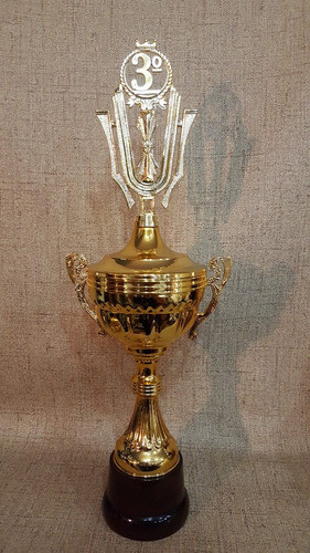 Copa Trofeo Plástico Asas 3º Puesto Tercer Base Madera 52cm 1