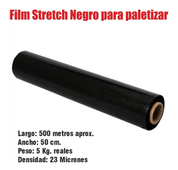 Film Stretch Negro P/paletizar -bobina 5 Kg X 50 Cm X 23 Mic 1 Film Stretch Negro P/paletizar -bobina 5 Kg X 50 Cm X 23 Mic 1