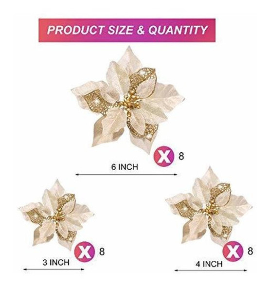 Boao 24 Piezas De Flores Artificiales De Navidad (dorado) 1 Boao 24 Piezas De Flores Artificiales De Navidad (dorado) 1