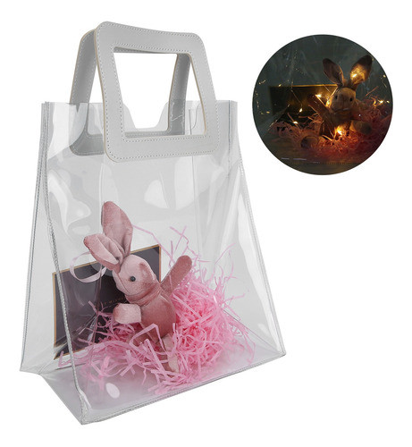 Bolsa De Presente De Pvc Transparente Com Alça De Couro Pu 0