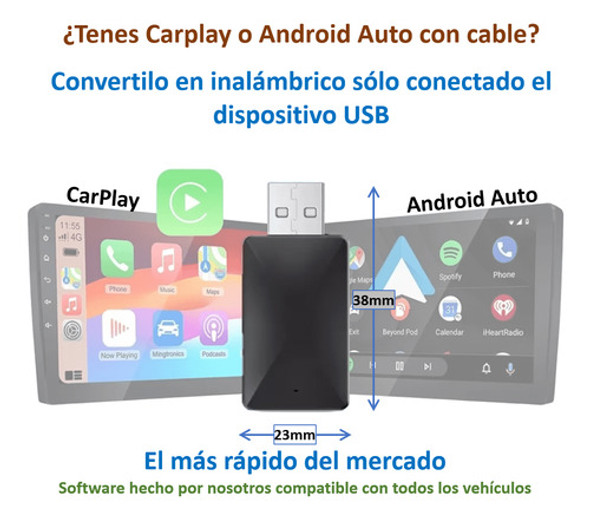 Adaptador Inalámbrico Car Play Android Auto Ultra Rápido 1