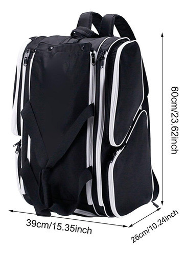 Mochila De Pickleball Bolsa De Transporte Com Preto E Branco 1