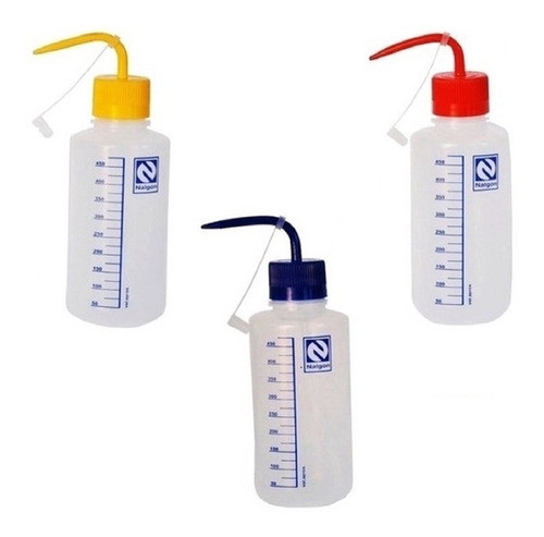 Kit 3 Un Pissetas 500ml Graduadas Em Pe C/3 Tampas Coloridas 1