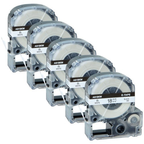 5 Pk Negro Sobre Blanco Lc-5wbn Etiqueta Cinta Compatible Pa 0