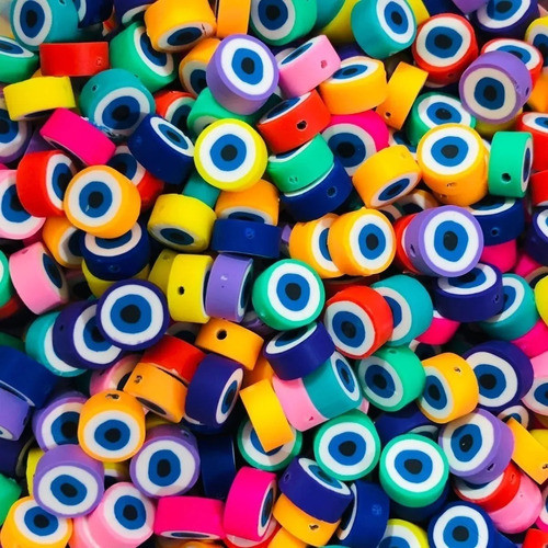 Miçanga Fimo Colorido Olho Grego Diy P/ Pulseiras - 100peças 0