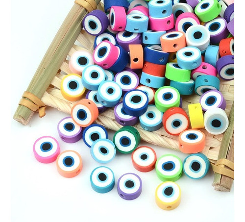 Miçanga Fimo Colorido Olho Grego Diy P/ Pulseiras - 100peças 1
