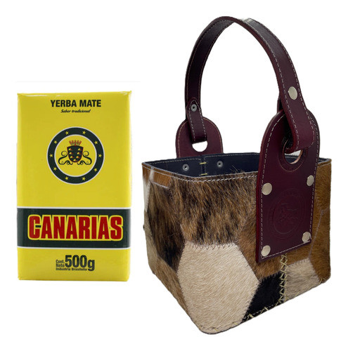 Yerba Canarias 500gr+canasta Matera De Pelo Con Manija Cuero 0