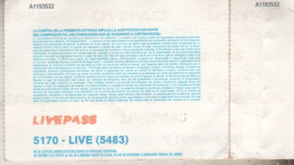 Entrada Recital - Roger Waters - En River - Año 2012 1