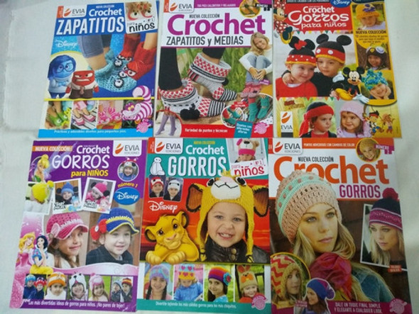6 Revistas Evia Gorros Crochet Para Niños Disney Zapatitos 0