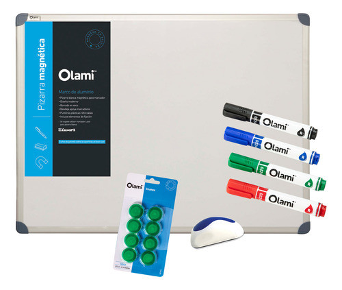 Pizarra Magnética Olami 90x120. 4 Marcad. Borrador Imanes 0
