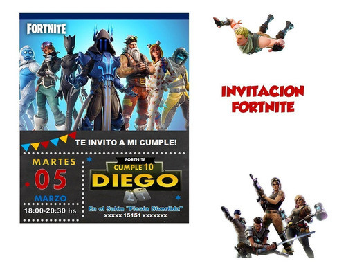 Invitación Fortnite Cumpleaños 1
