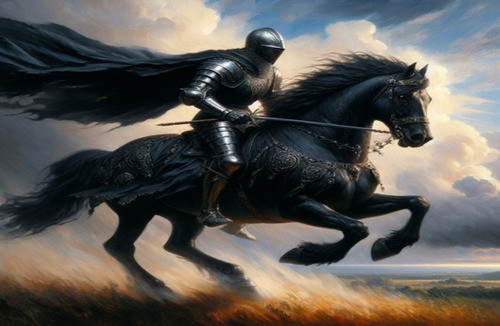 Obra De Arte Digital El Caballero Negro 70x50cm Pieza Única 0