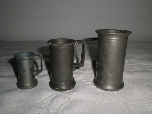 Antiguos Jarritos Medidores De Peltre De Coleccion Decilitro 0
