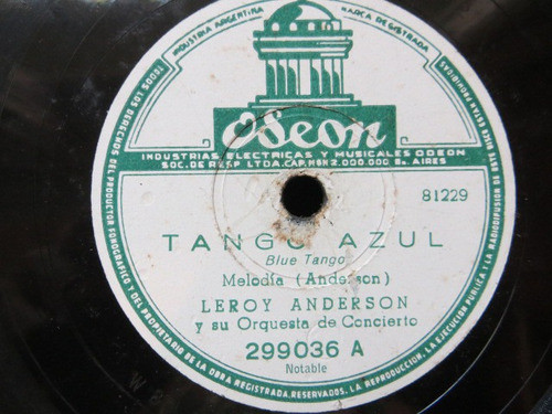 Leroy Anderson Tango Azul + El Reloj Sincopado Disco De Past 1