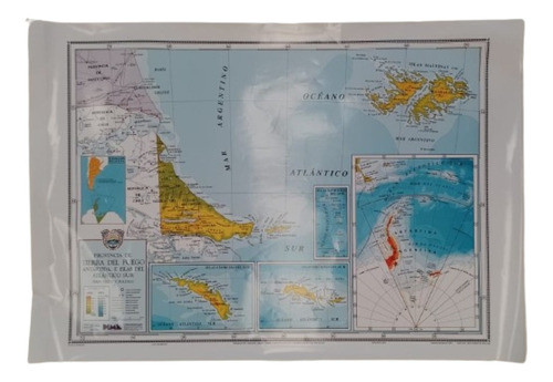 Mapa Tierra Del Fuego  Físico Político Mural Laminado 0