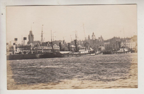 Antigua Y Rara Postal Fotografia Vista Bahia De Montevideo 0