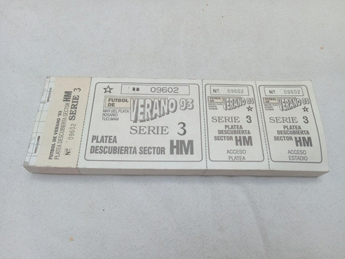 Talonario Entradas Futbol De Verano 93 Mar Del Plata Rosario 0