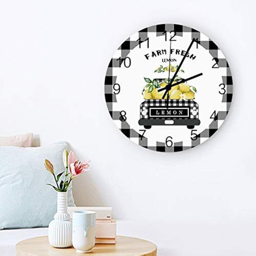 Reloj De Pared Redondo De Madera De 12'', Silencioso, Con Ba 1