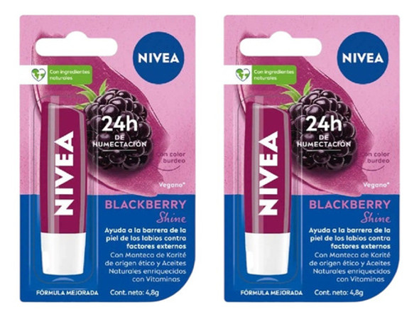 Nivea Protector Labial Blackberry Shine Labello X 2 Unidades 0 Nivea Protector Labial Blackberry Shine Labello X 2 Unidades 0