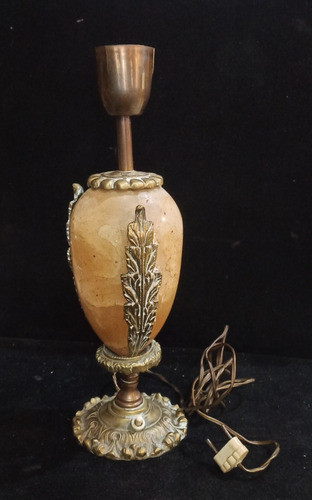 Antigua Lámpara, Velador De Mesa De Bronce Y Mármol 35cm 0